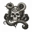 skull and snake  tattoo design idea