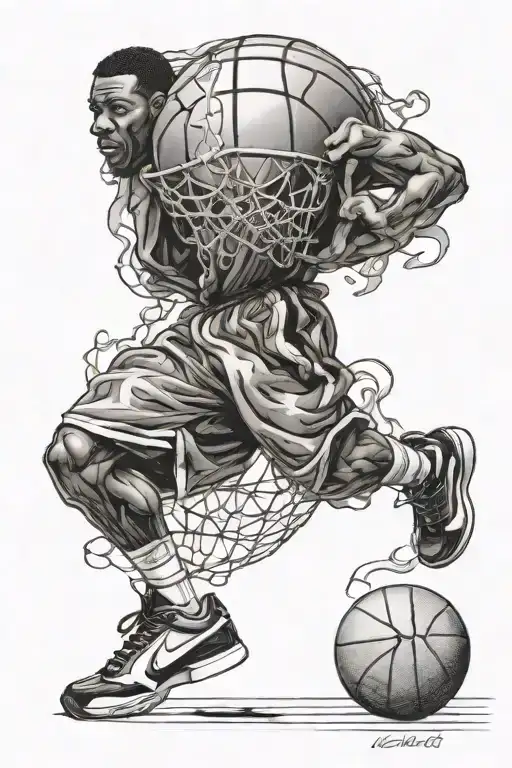 basket ball hip hop west coast tattoo design idea