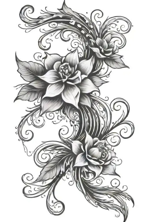 tattoo on the back, not too busy, quite feminine, very simple tattoo and quite long in length and thinner in width tattoo design idea
