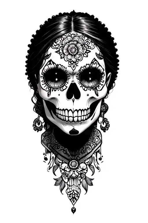clowm girl mexican skull tattoo design idea