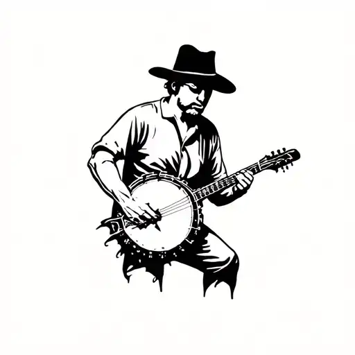 banjo player tattoo design idea