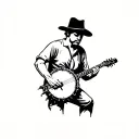 banjo player tattoo design idea