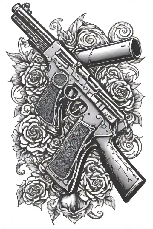 shotgun and pistol make a cross  tattoo design idea