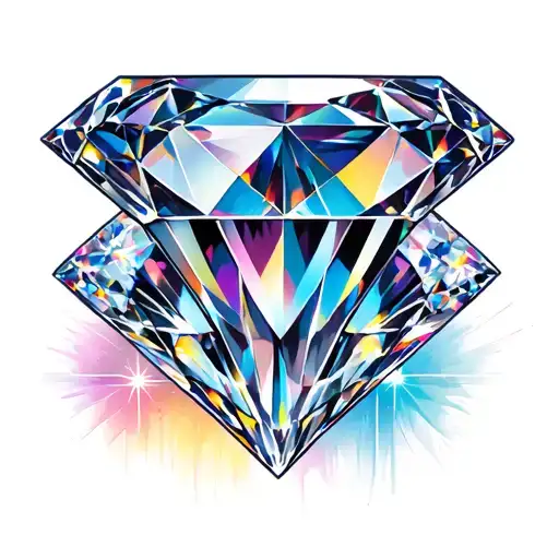 Diamond tattoo with sparkles and color that goes over a belly button  tattoo design idea