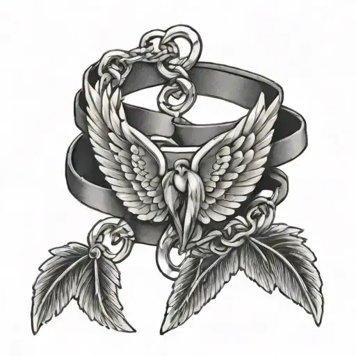metal ankle bracelet with wings tattoo design idea