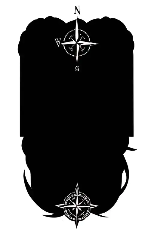 rose with a compass and eight pointed star, one under eachother tattoo design idea