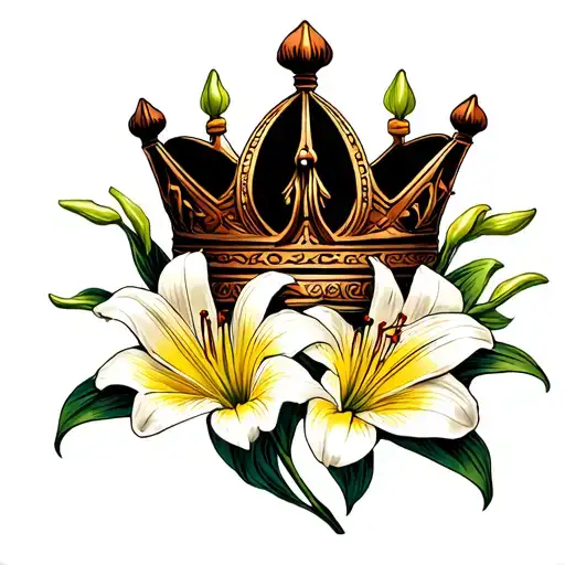 Crown Lily flower greek mythology tattoo design idea