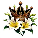 Crown Lily flower greek mythology tattoo design idea