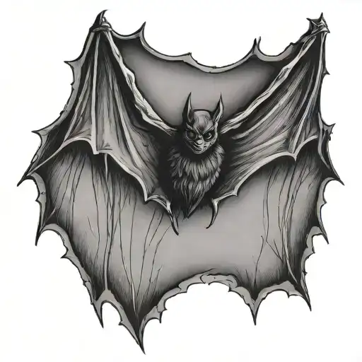 dark bat hanging upside tattoo design idea