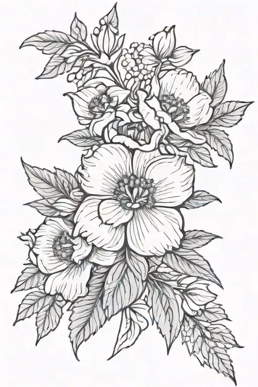 2 april birth flower 1 november linework bouqet tied small tattoo design idea