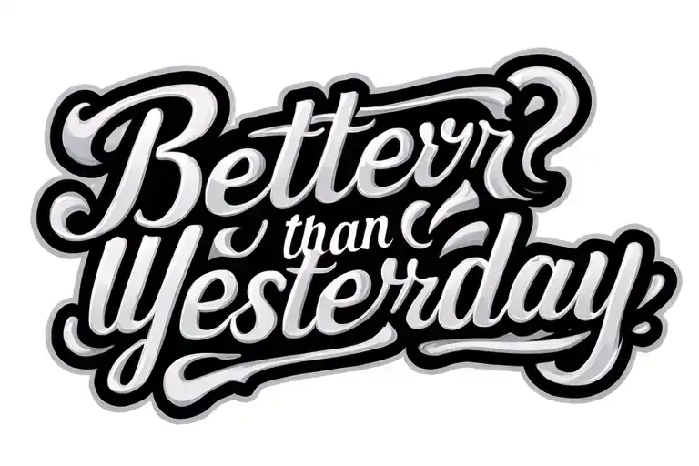 "Better than yesterday." phrase written in cursive tattoo design idea