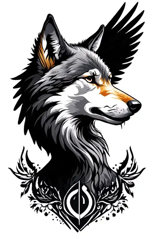 Virgo Aguila and Wolf sign tattoo design idea