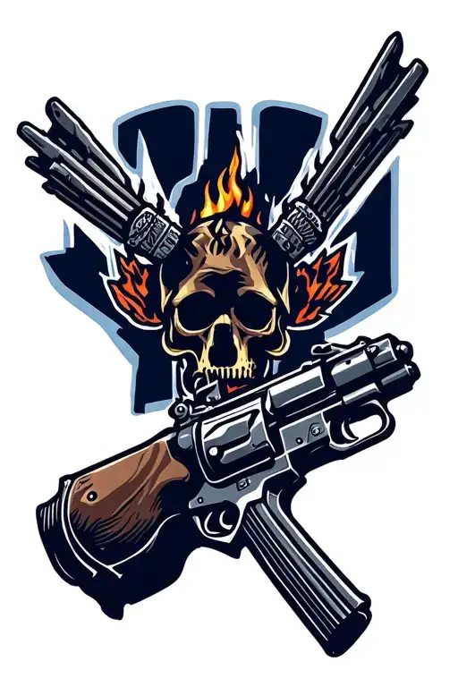 Canada Armed Forces guns and fire tattoo design idea