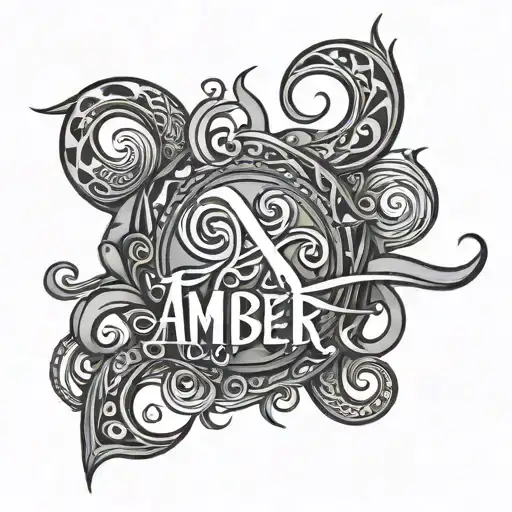 first name Amber with tribal tattoo tattoo design idea