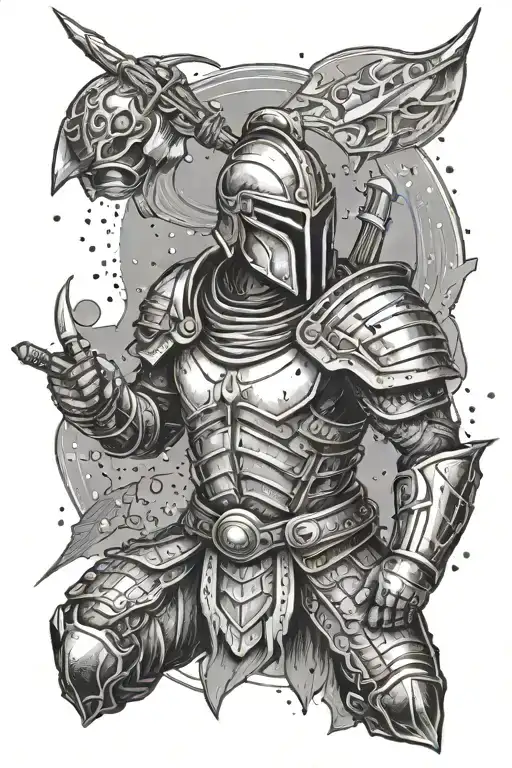 sparta warrior to space tattoo design idea