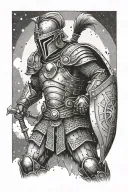 sparta warrior to space tattoo design idea