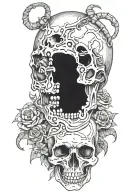 time, shame, skull with scorpions tattoo design idea