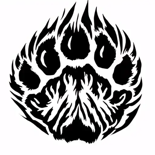 tiger paw print with tiger stripes inside tattoo design idea