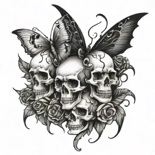 gothic fairy skulls tattoo design idea
