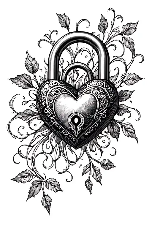 heart shaped lock tattoo design idea
