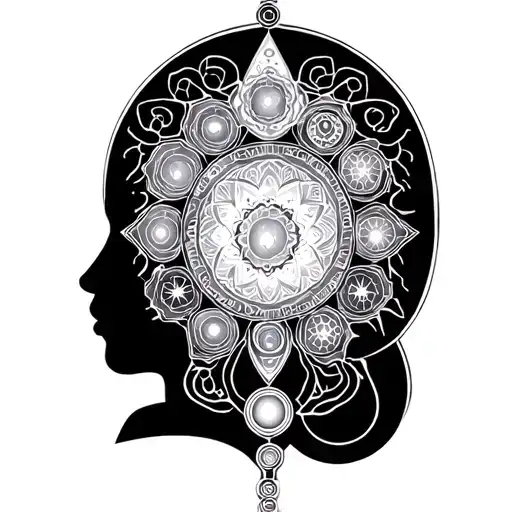 7 chakras / energy centers tattoo design idea