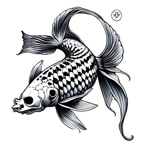 Skeleton Koi Fish tattoo design idea