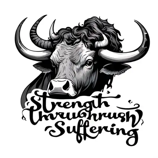 "Strength through suffering " voodoo bull tattoo design idea