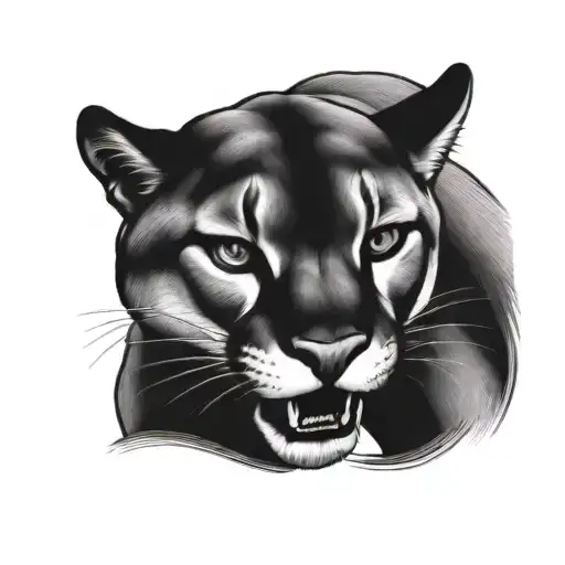 cougar jumping top view tattoo design idea