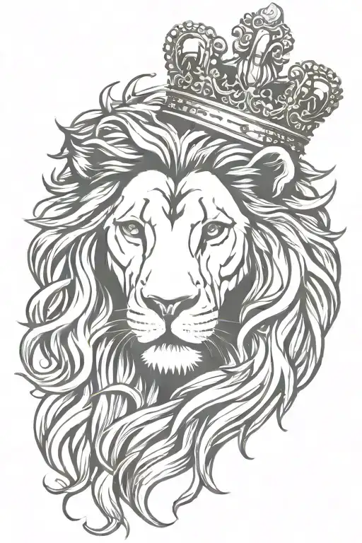 lion royal flourish wearing crown tattoo design idea