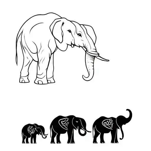Three elephants, small medium and frozen were on the tail tattoo design idea