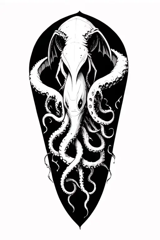 mothman and kraken tentacle tattoo design idea