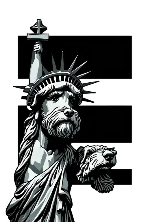 scorpio, statue of liberty, twelve, jesus cross, schnauzer tattoo design idea