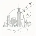 skyline empire state building with a shooting star above tattoo design idea