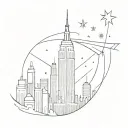 skyline empire state building with a shooting star above tattoo design idea