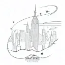 skyline empire state building with a shooting star above tattoo design idea