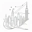 skyline empire state building with a shooting star above tattoo design idea