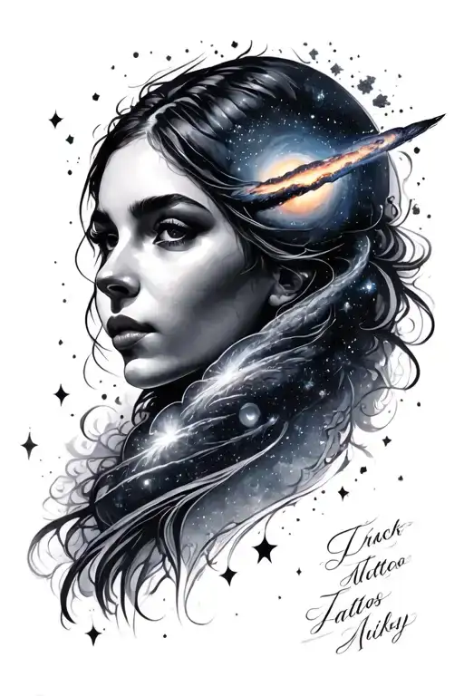 andromeda galaxy and milky way galaxy tattoo design idea