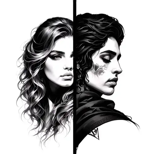 woman vs masculine tattoo tattoo design idea