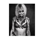 Sexy Girl, petite, big boobs, hips, G-String. Messy hair, sexual. Seductive smile. Full Body tattoo design idea