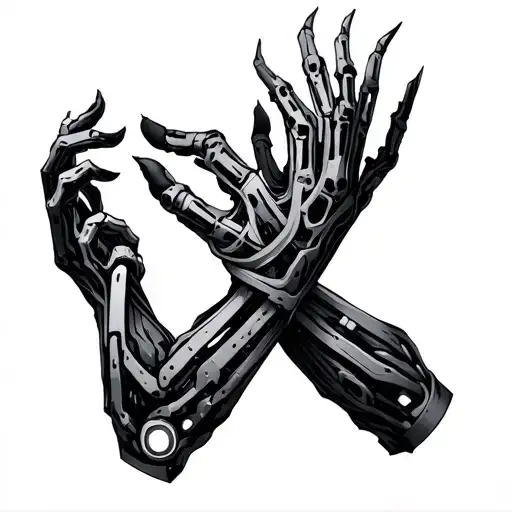 cybernetic arm intertwined tattoo design idea