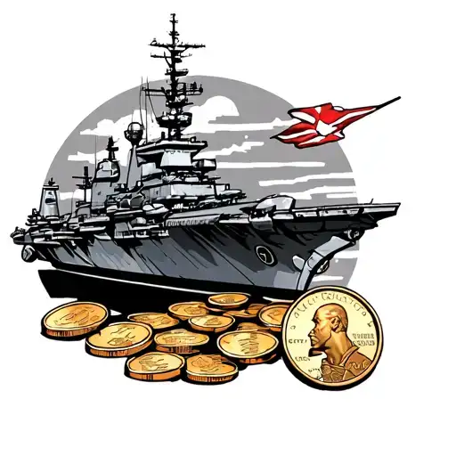  Shoulder Aircraft carrier with quarters and pennies included  tattoo design idea