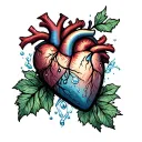 a traditional heart as a block of ice cube tattoo design idea