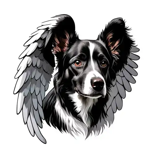 Dog with angel wings tattoo design idea