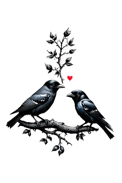 jackdaw and rook in love tattoo design idea