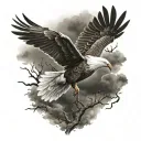 flying eagle and dove flying tattoo design idea