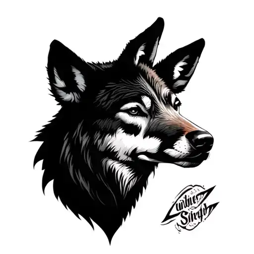 Deer and Wolf face Red Dead tattoo design idea