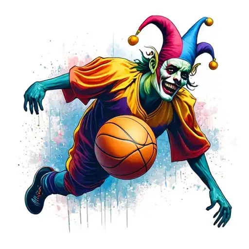 basketball court jester tattoo design idea