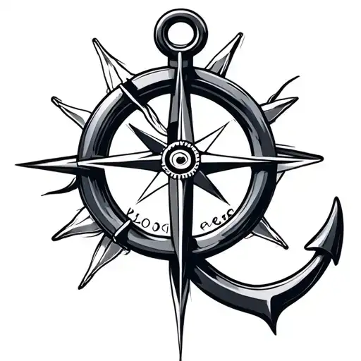 anchor and compass tattoo design idea