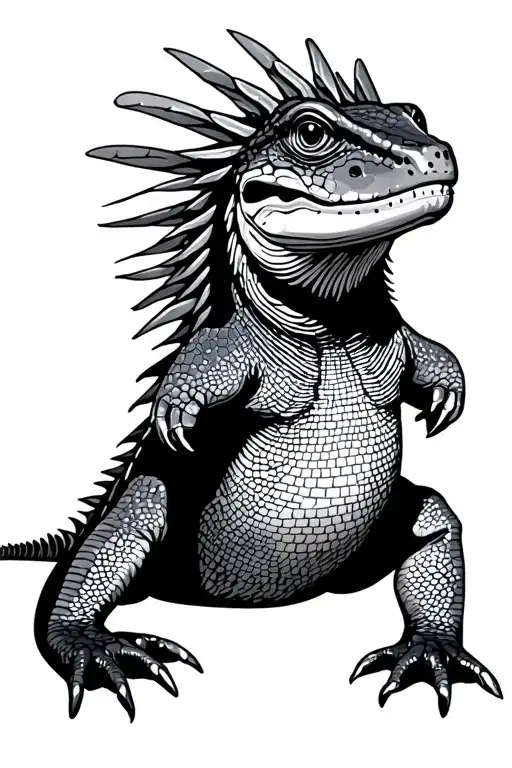 Mapuche lizard going tattoo design idea