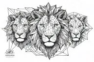 half geometric lion face half geometric lamb face  tattoo design idea